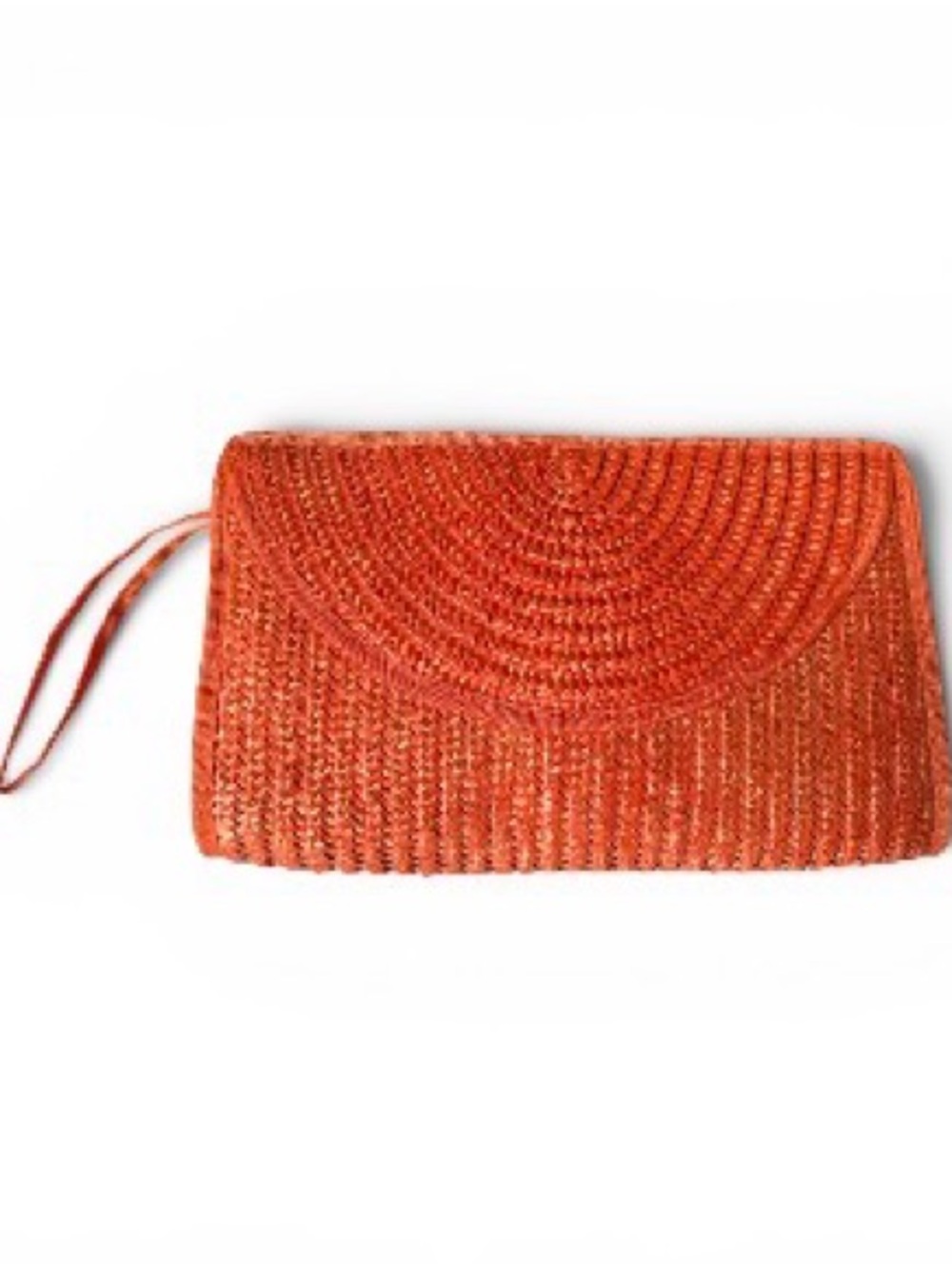 Handwoven Orange Straw Wristlet Clutch
